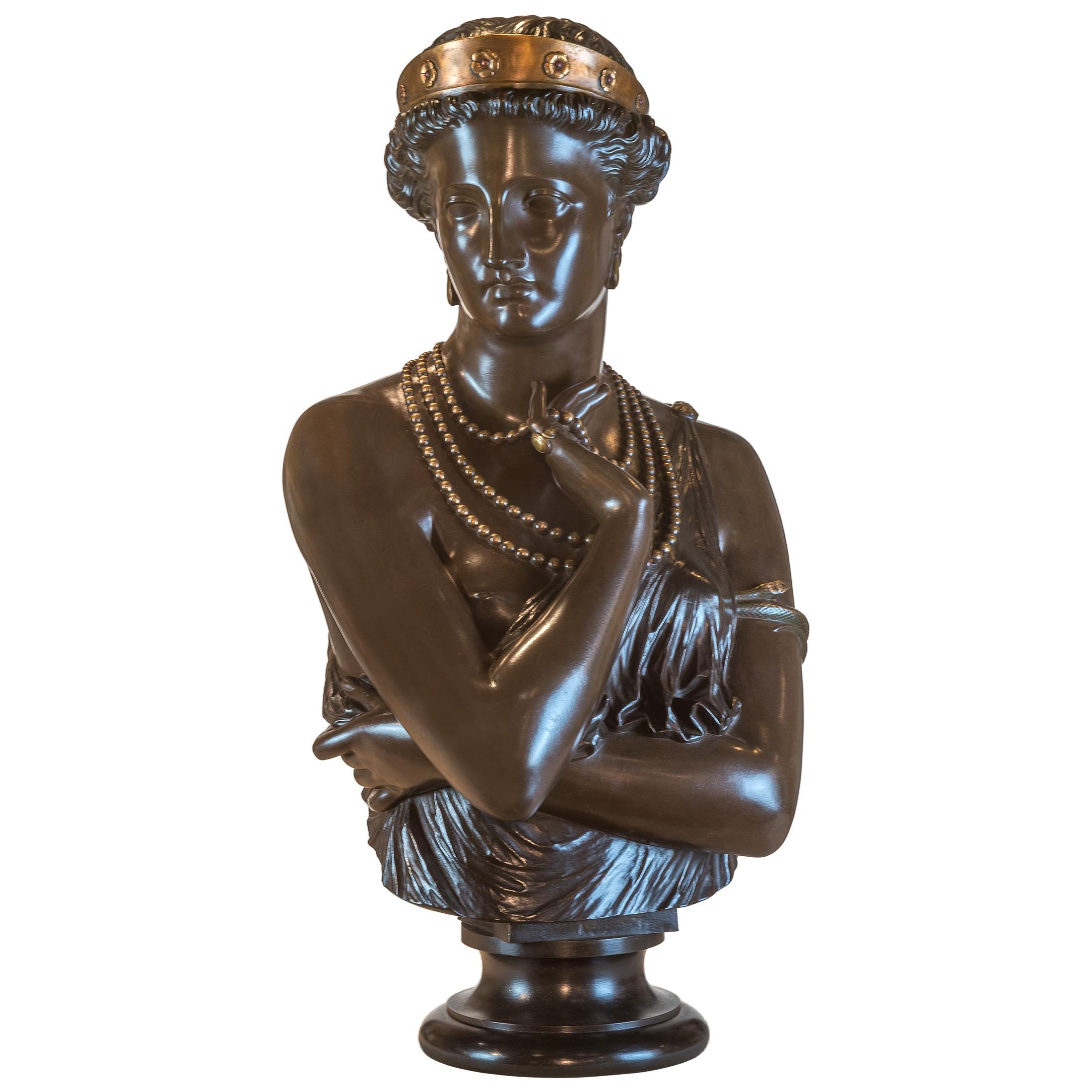 Jean-Baptiste Clésinger Figurative Sculpture - A Fine Patinated Bronze Bust of Helen of Troy by Clésinger
