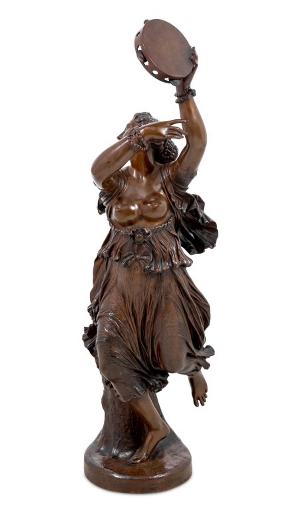 Jean Clesinger Zingara en bronze patiné - Préraphaélite Sculpture par Jean Baptiste Clesinger