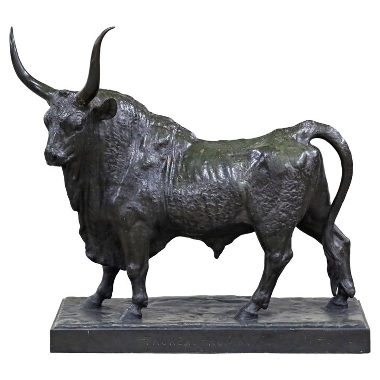 Sculpture bronze animalier taureau grenouille fable La Fontaine XIXè siècle