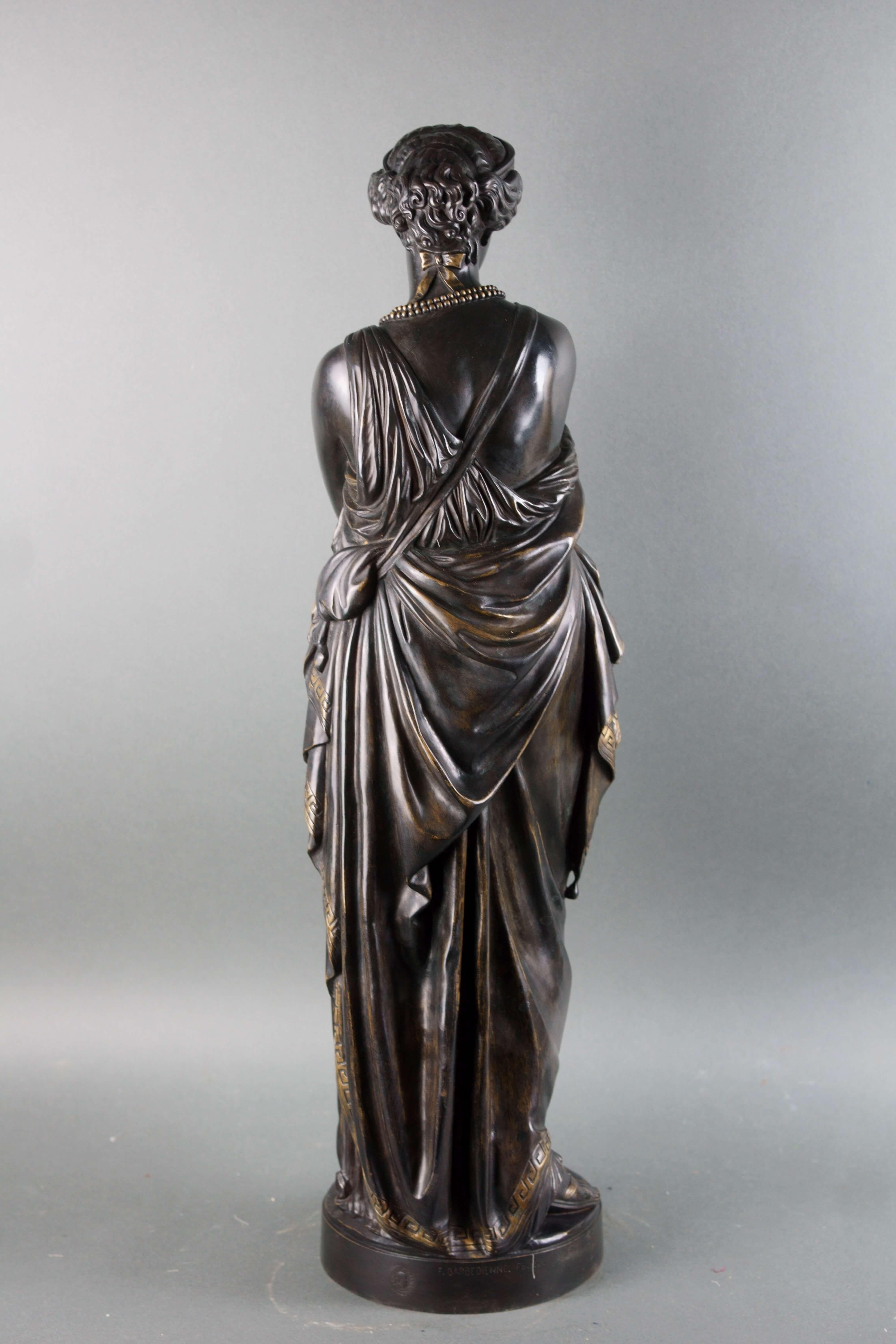 Französische Skulptur aus dem 19. Jahrhundert Patinierte Bronze und vergoldetes Barbedienne Fondeur (Gold), Figurative Sculpture, von Jean-Baptiste Clésinger 