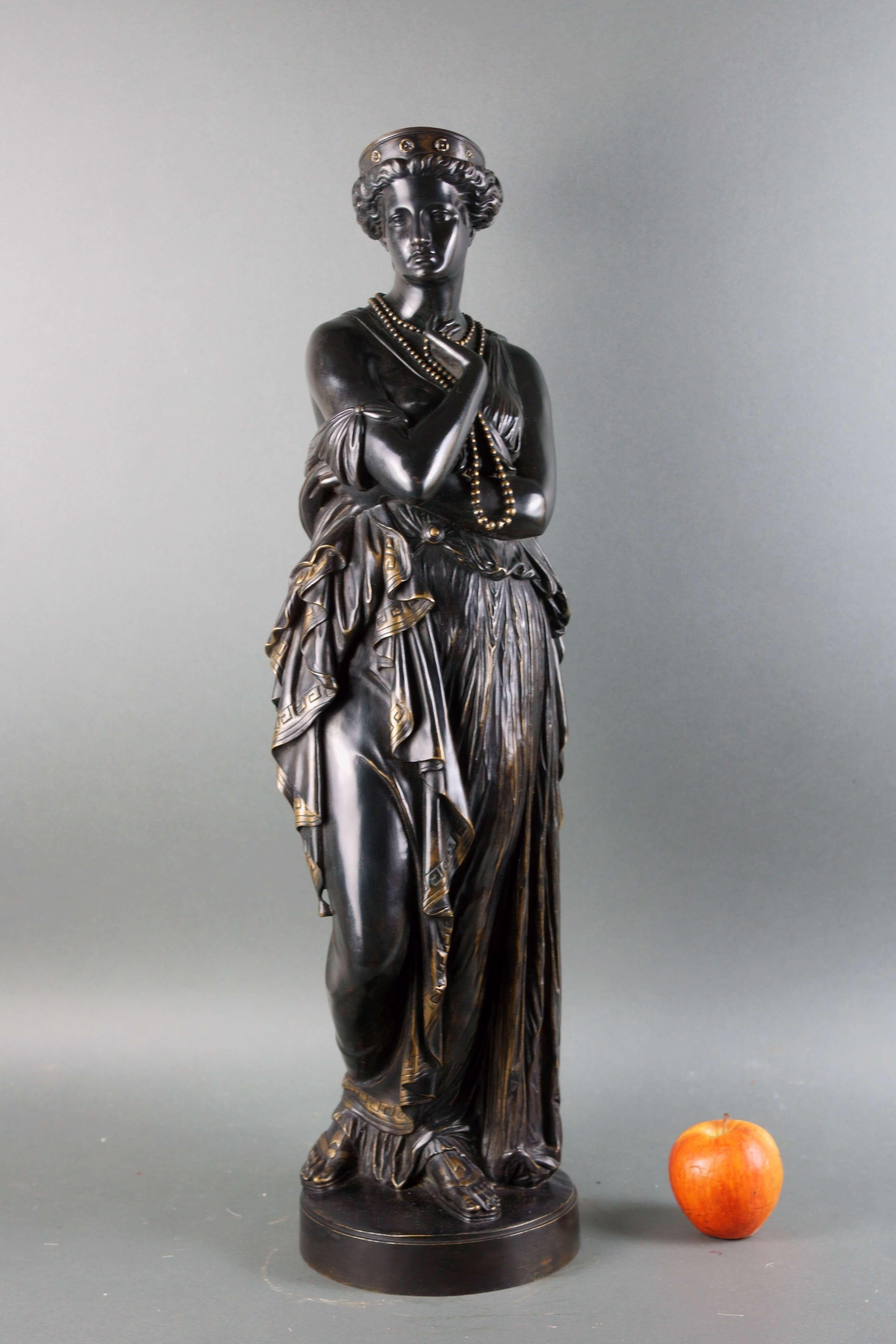 Französische Skulptur aus dem 19. Jahrhundert Patinierte Bronze und vergoldetes Barbedienne Fondeur im Angebot 3