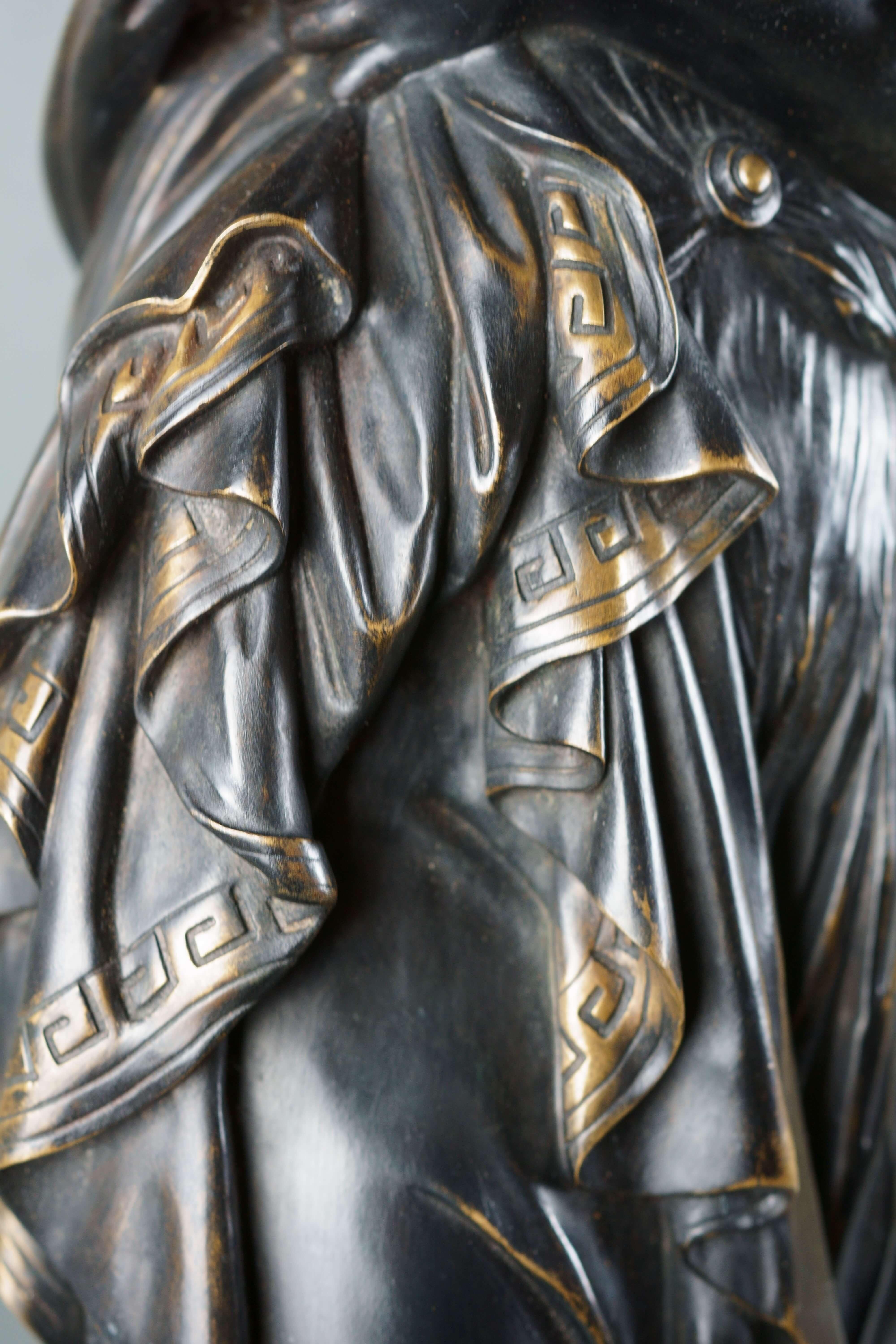 Französische Skulptur aus dem 19. Jahrhundert Patinierte Bronze und vergoldetes Barbedienne Fondeur im Angebot 4