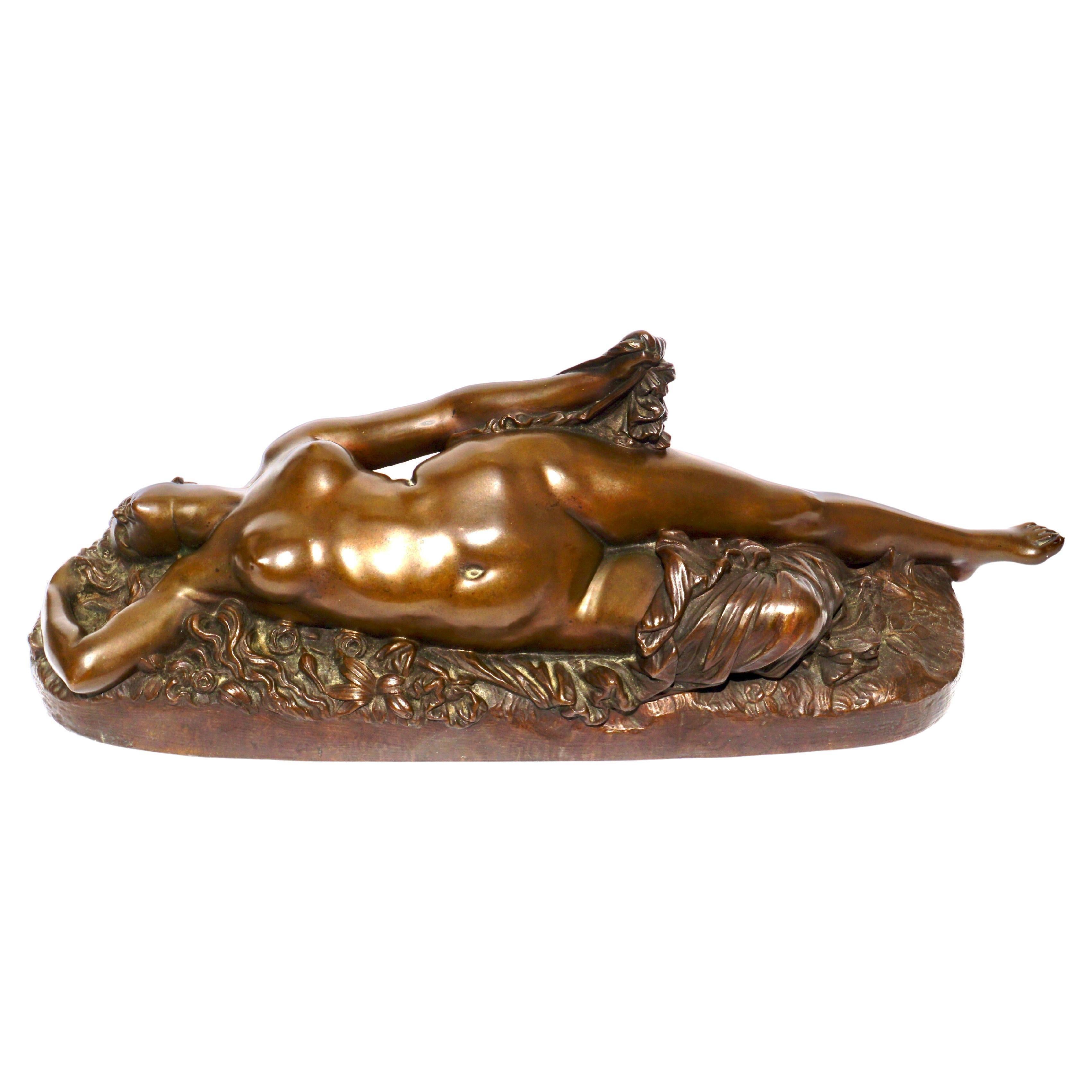 Jean-Baptiste Clésinger  Figurative Sculpture - Jean Baptiste Auguste Clesinger Femme Piquée Par Un Serpent