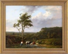 Jean-Baptiste Coene, River Landscape With Cattle & Figure