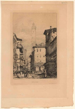Bologne - Etching realized by Jean Baptiste Corot - 19th Century