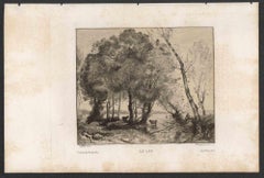 Le Lac - Gravure de Jean-Baptiste Corot - 19ème siècle