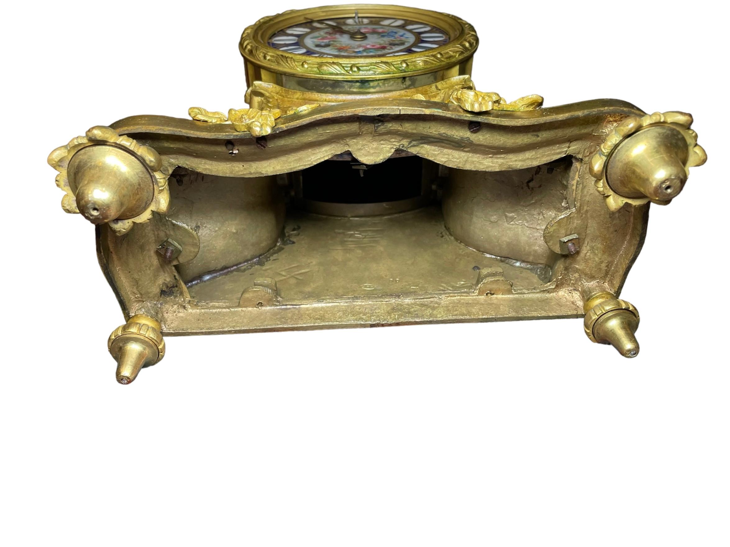Jean Baptiste Delettrez Gilt Bronze Sevres Porcelain Drum Table Clock 4