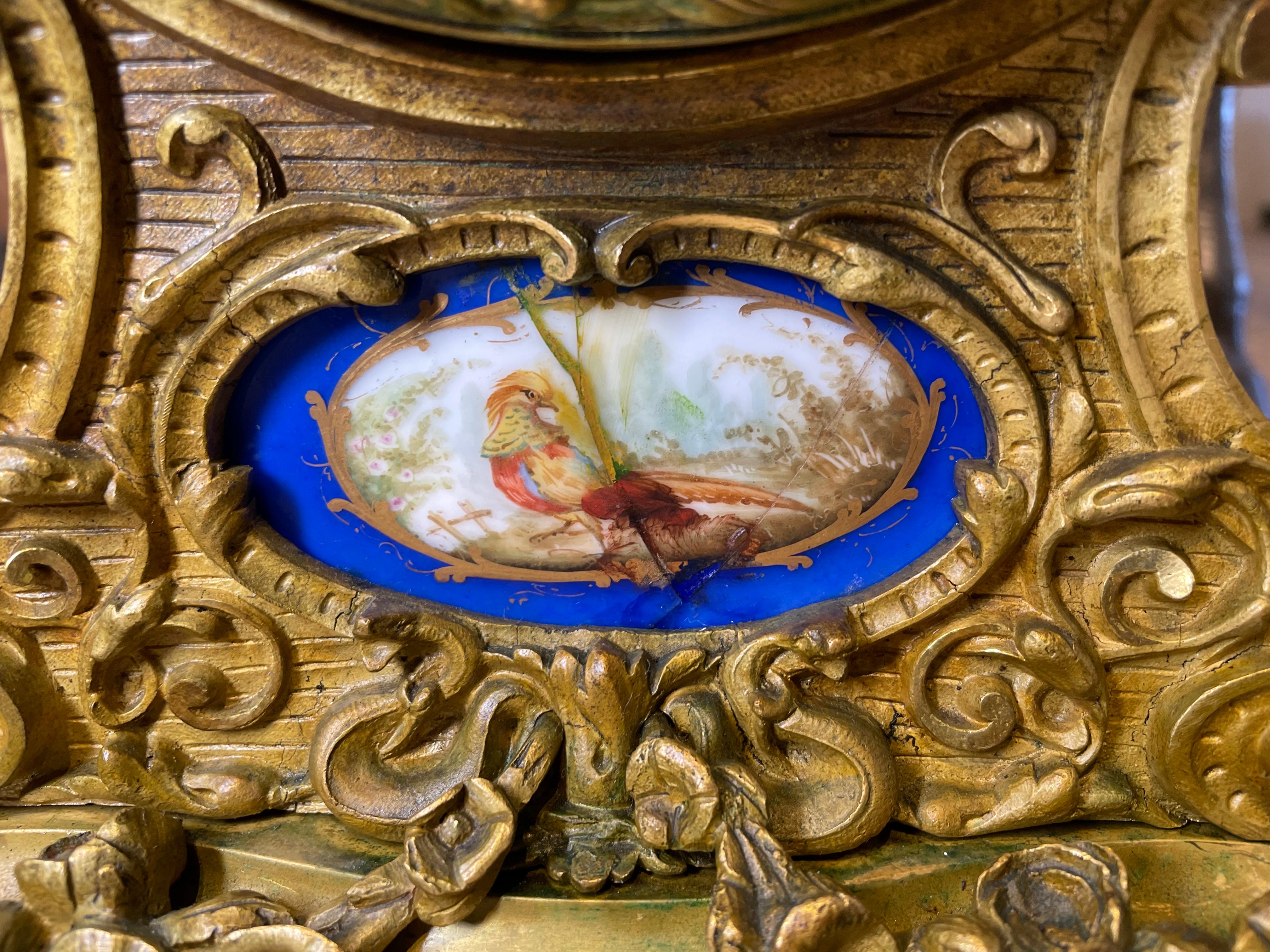 Jean Baptiste Delettrez Gilt Bronze Sevres Porcelain Drum Table Clock 10