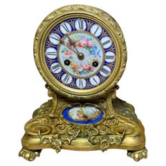 Jean Baptiste Delettrez Gilt Bronze Sevres Porcelain Drum Table Clock