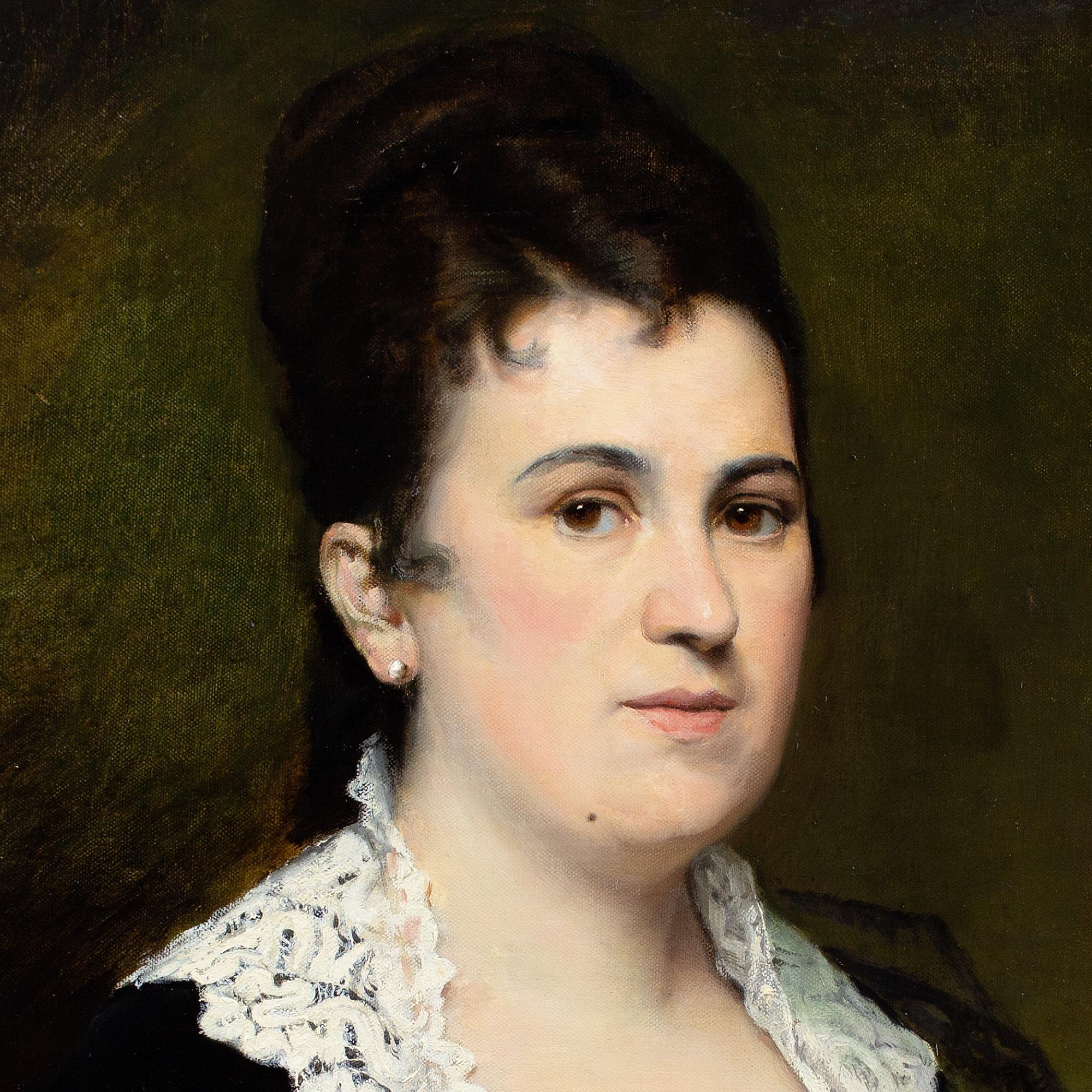 Jean Baptiste Discart, Portrait Of A Lady With A Yellow Rose For Sale 6
