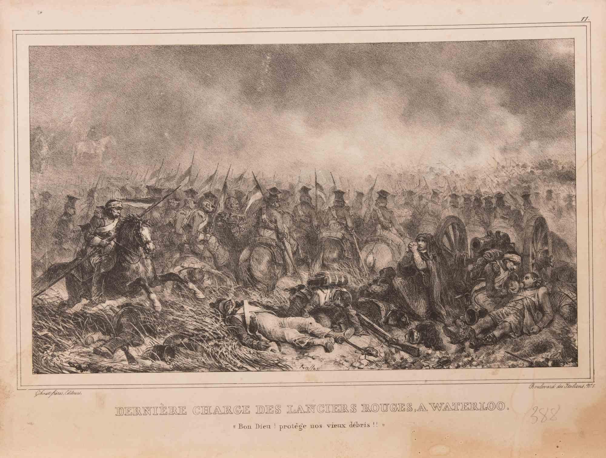 Dernière Charge des Lanciers Rouges à Waterloo - Lithograph - 19th century