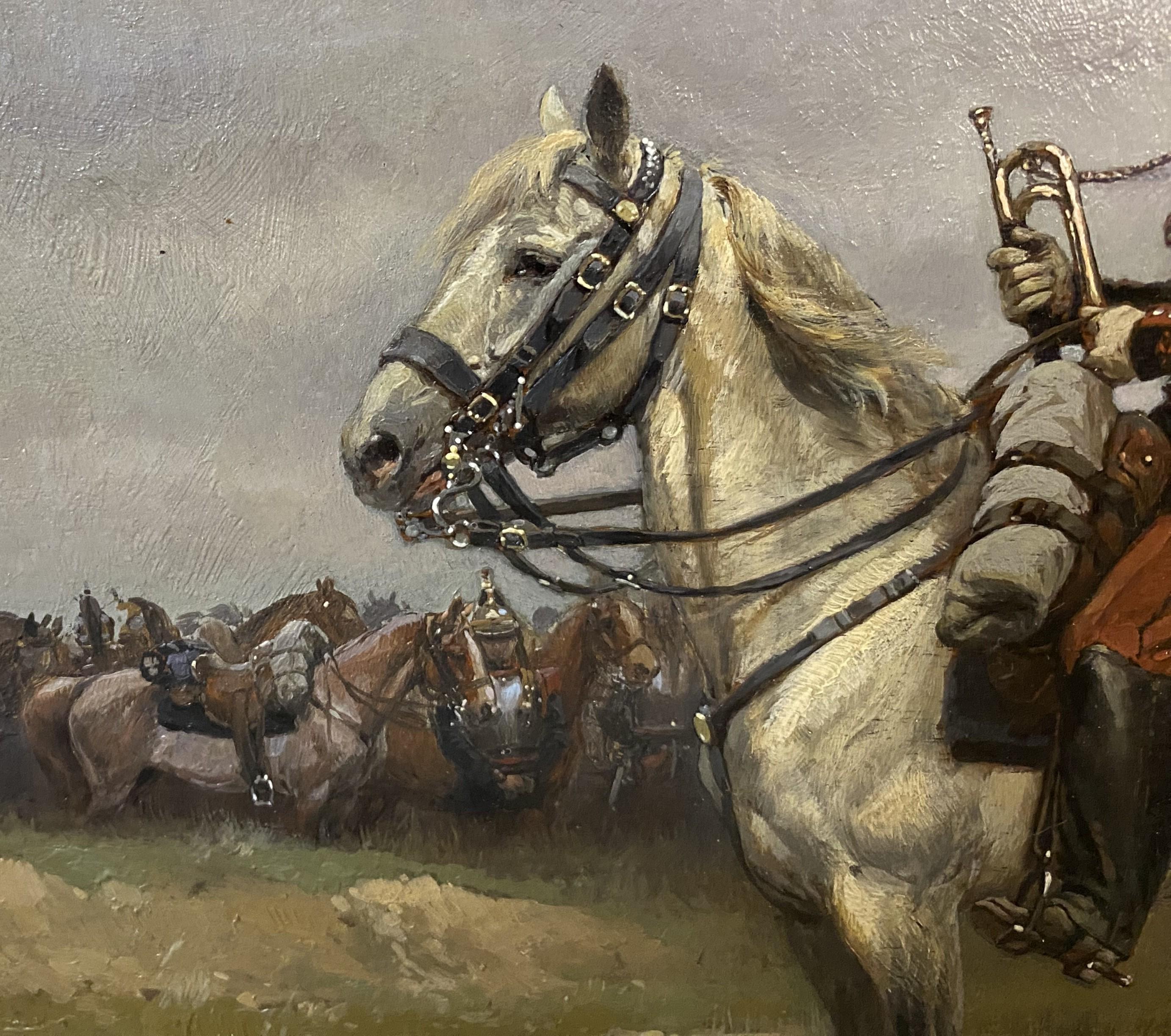 Cheval et cavalier militaire français - Marron Figurative Painting par Jean Baptiste Édouard Detaille