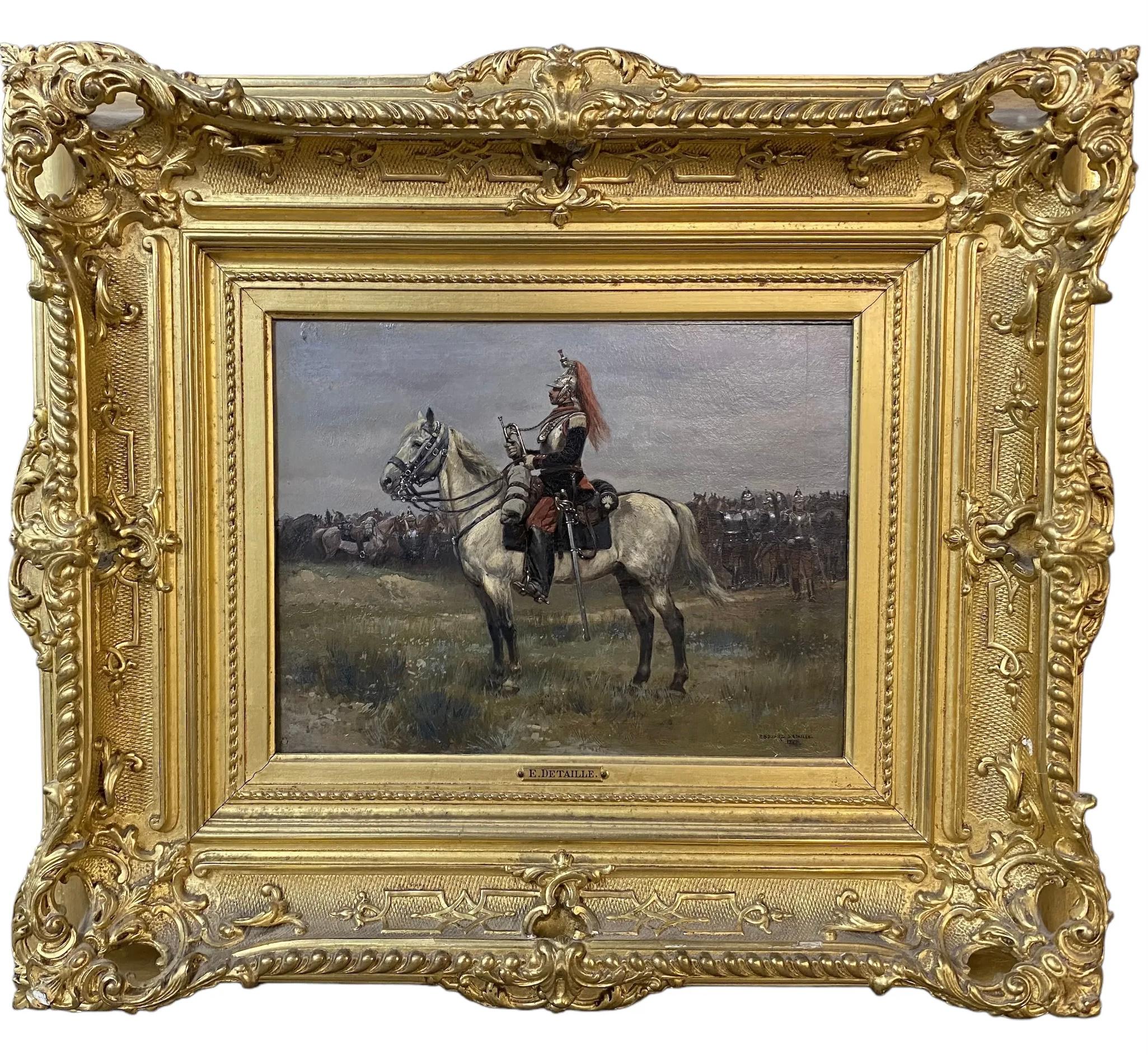 Figurative Painting Jean Baptiste Édouard Detaille - Cheval et cavalier militaire français