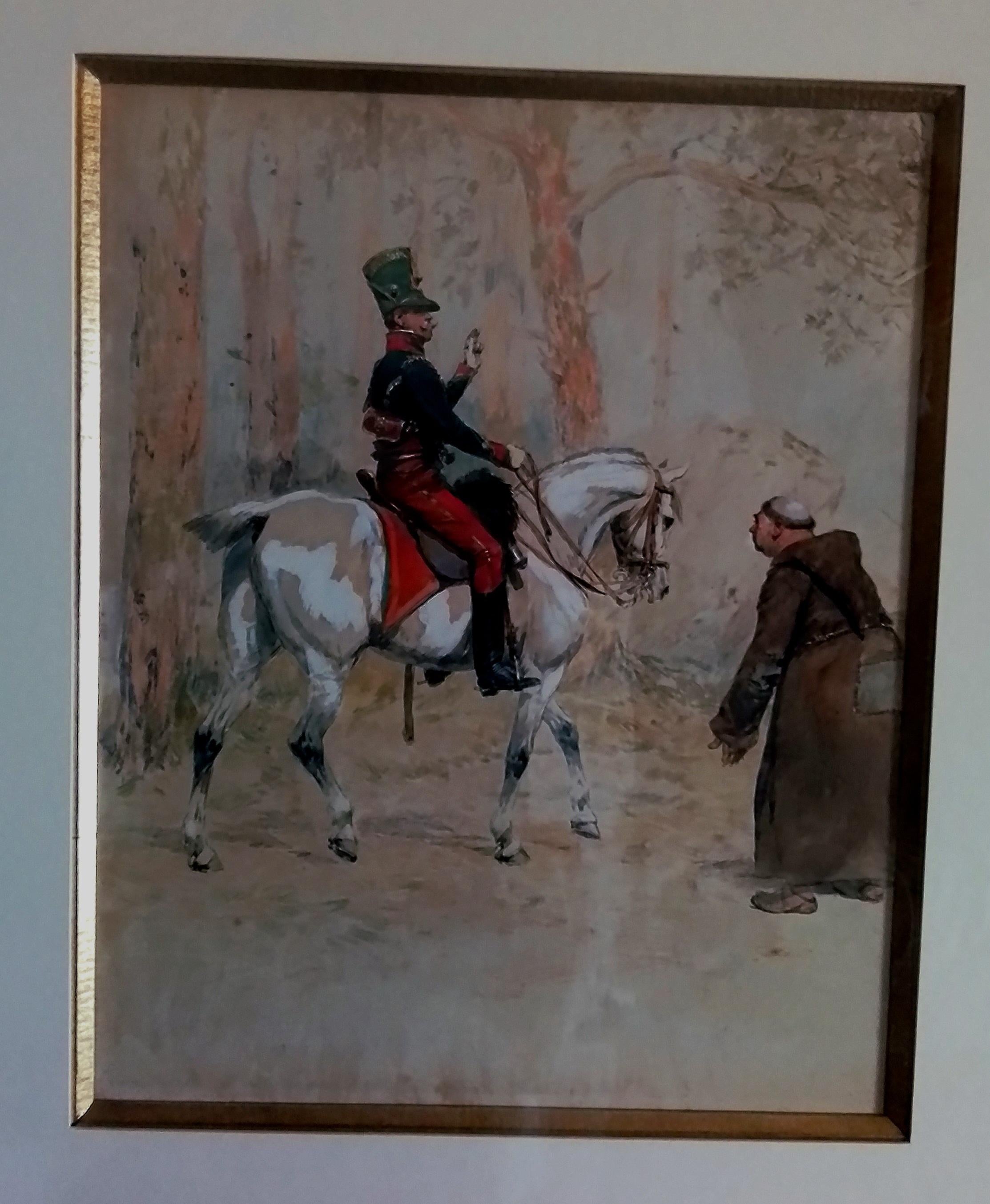 Cazador a Caballo de la Guardia Imperial Saludando al Hermano, gouache, firmado abajo a la izquierda 2
