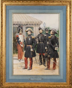 Gemälde „Napoleon III.“, Tempera auf Karton, signiert, 19. Jahrhundert