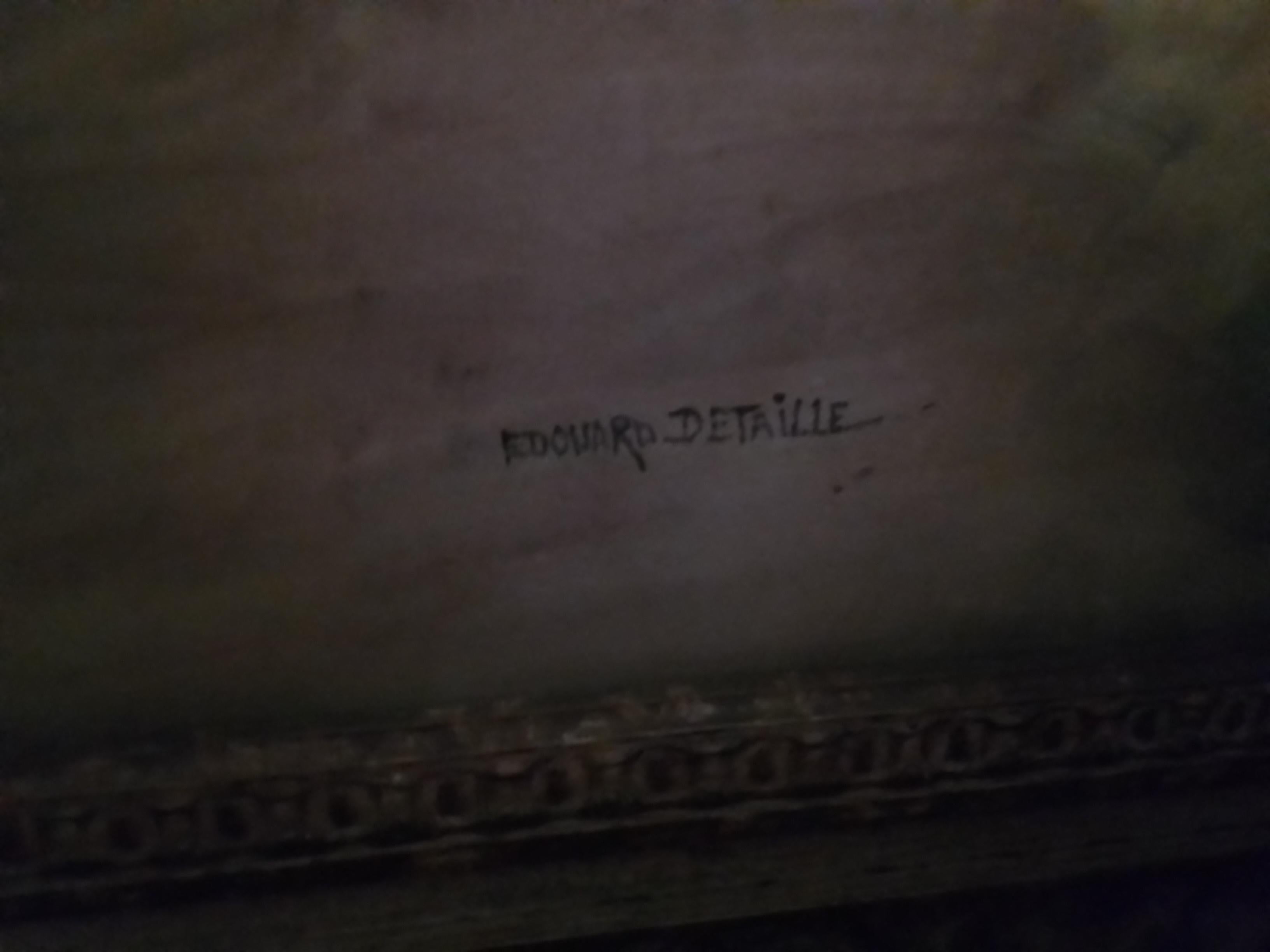 Vintage french art painting by Edouard Detaille - tempera on carton - signed. - Realist Art by Jean Baptiste Édouard Detaille
