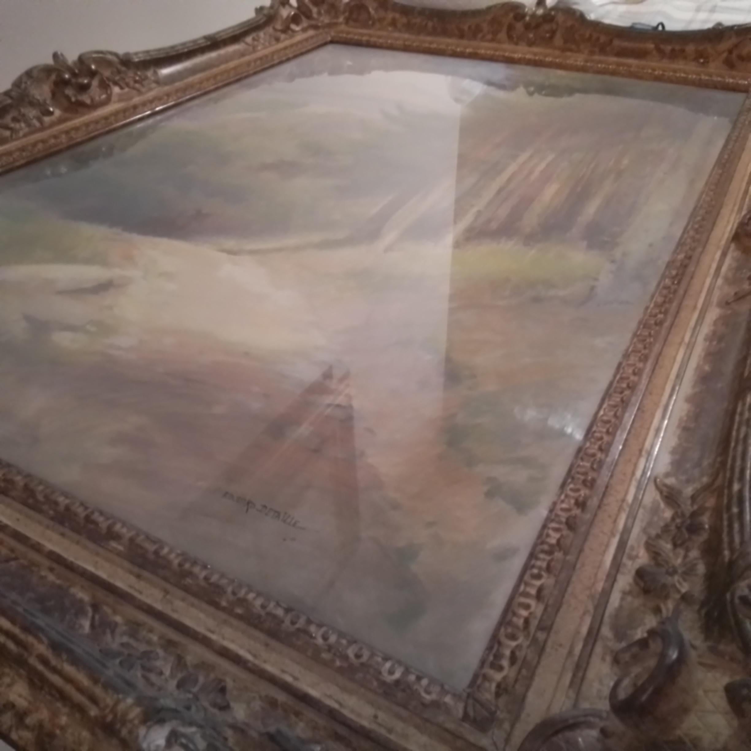 Vintage french art painting by Edouard Detaille - tempera on carton - signed. For Sale 2