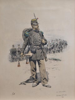Bugler of Chasseurs Corps by Ed Detaille 19th Century Facsimile Color Lithograph