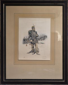 Antique Bugler of Chasseurs Corps by Ed Detaille 19th Century Facsimile Color Lithograph