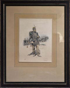 Antique Bugler of Chasseurs Corps by Ed Detaille 19th Century Facsimile Color Lithograph