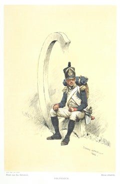Soldier - Original Watercolor Lithograph by Édouard Detaille - 1882