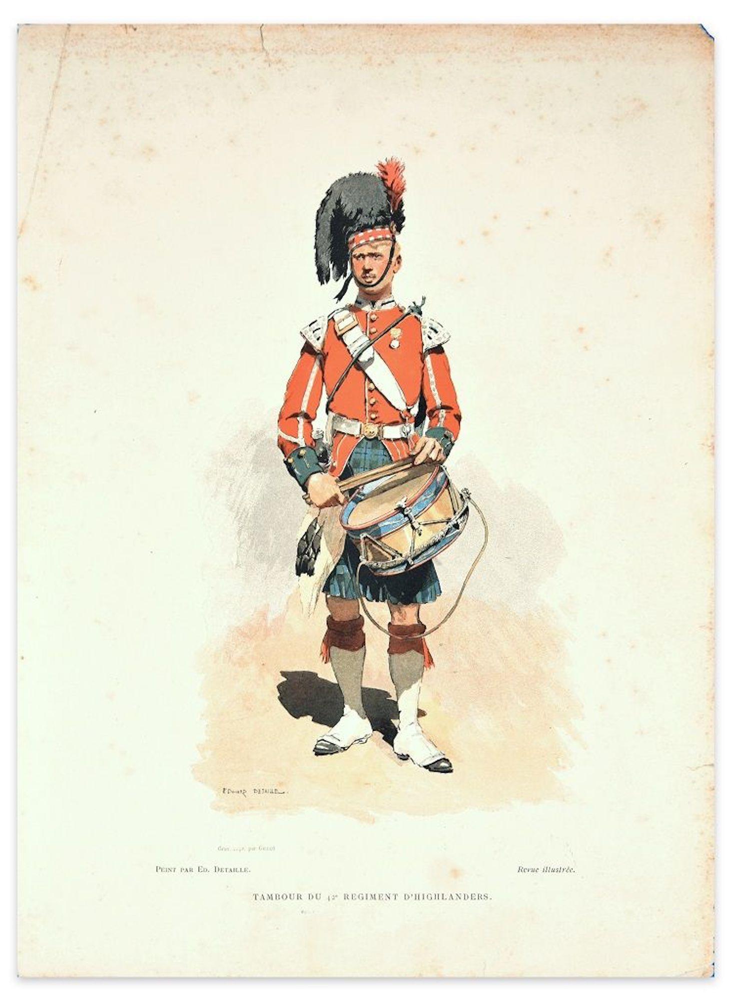 Jean Baptiste Édouard Detaille Figurative Print - Tambour du 42° Regiment D'Highlanders - Lithograph End of 19th Century