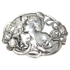 Jean-Baptiste-Emile Dropsy for Maison Savard Art Nouveau French Silver Buckle