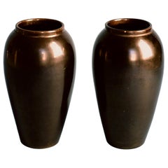 Jean Baptiste Gaziello, Pair of Black Ceramic Vases, 1930s