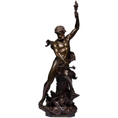 Antique Jean-Baptiste Germain French 1841-1910 Le Génie Du Feu