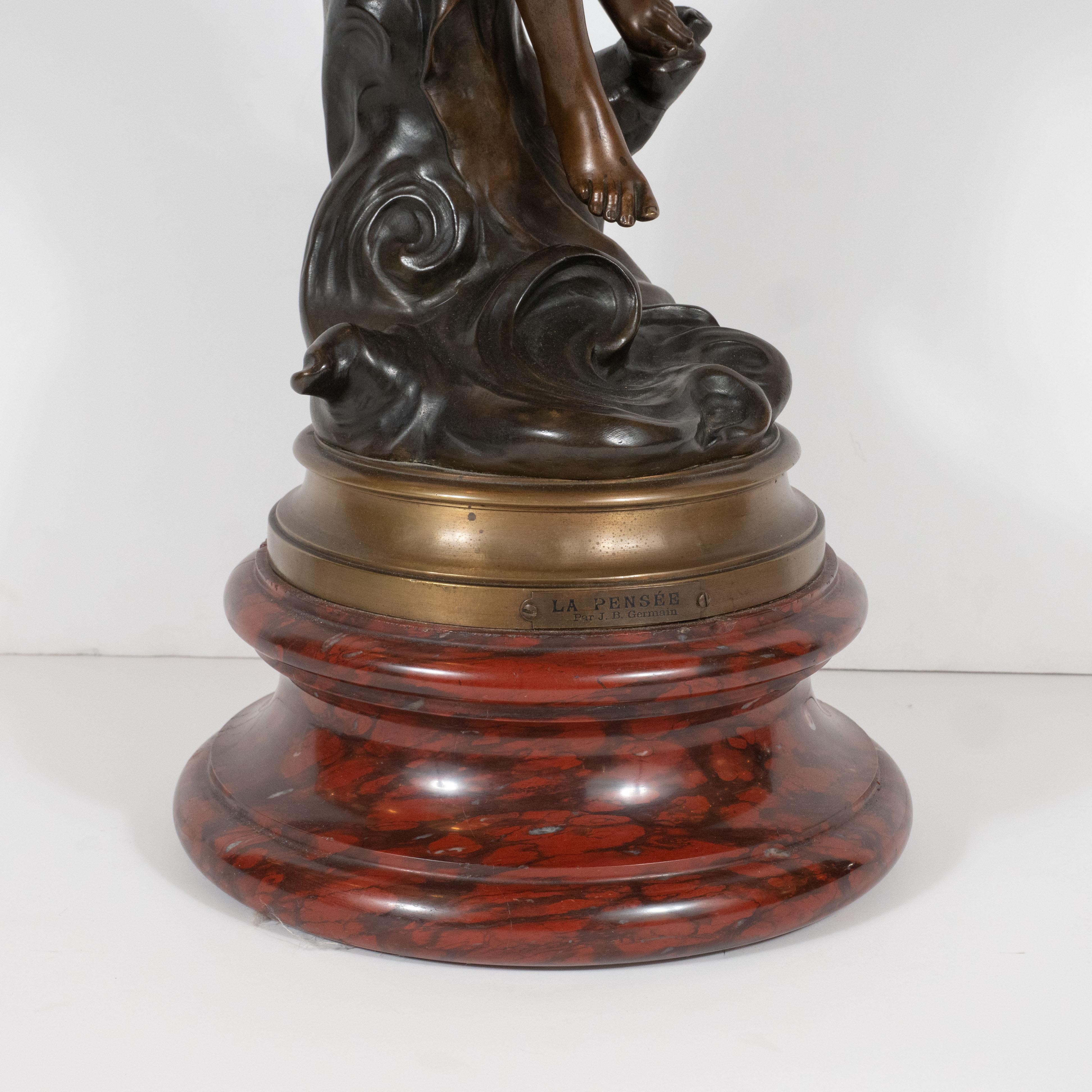 Le stylo La Pense - Art nouveau Sculpture par Jean-Baptiste Germain