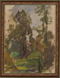 Öl, Leder-Landschaft, signiert von Jean-Baptiste Grancher (1911-1974), Mitte des 20. Jahrhunderts