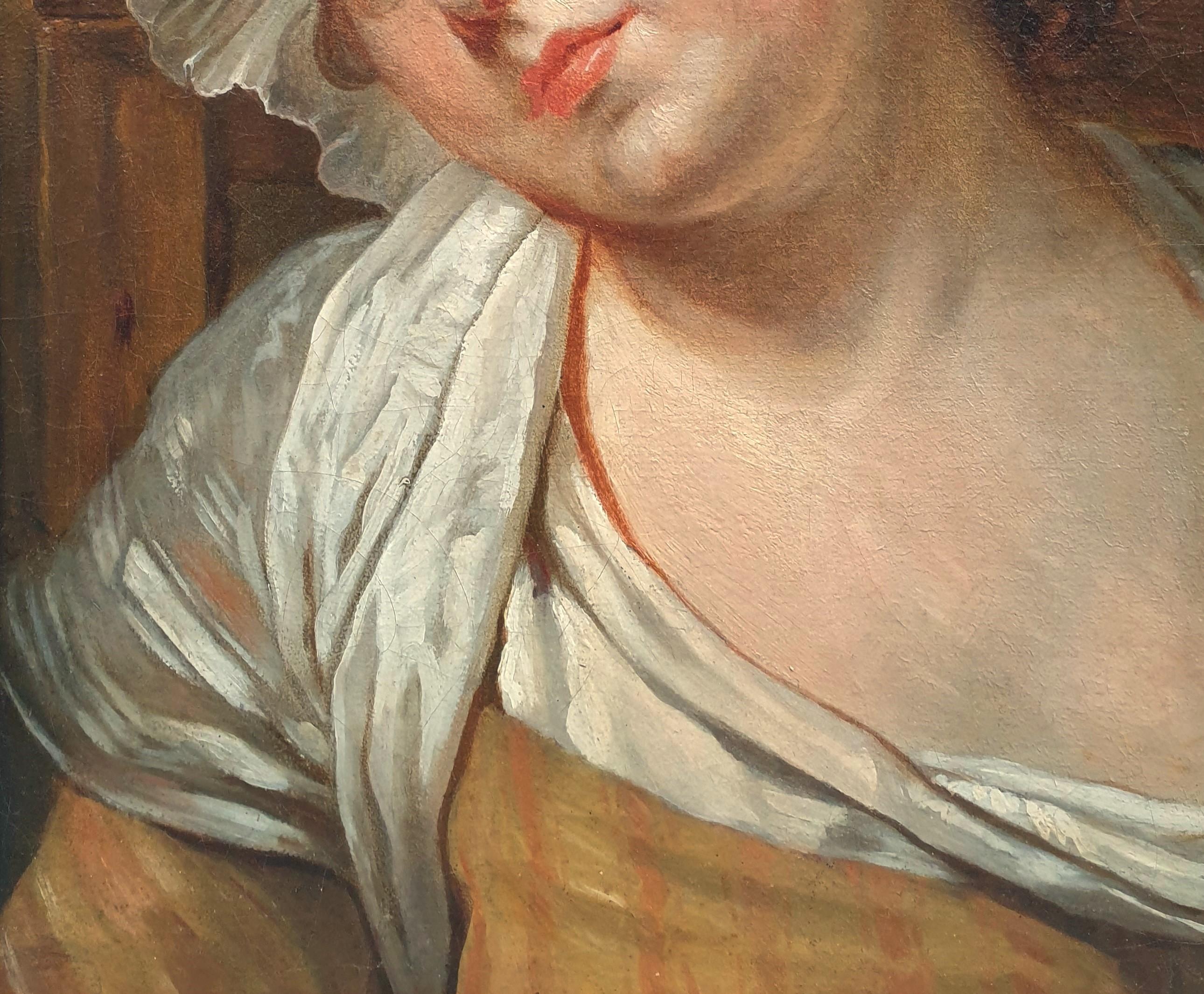 18th century french painting GREUZE Portrait of a young girl Oil on canvas - French School Painting by Jean-Baptiste Greuze
