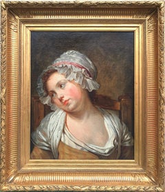 Peinture française du 18ème siècle GREUZE Portrait d'une jeune fille Huile sur toile