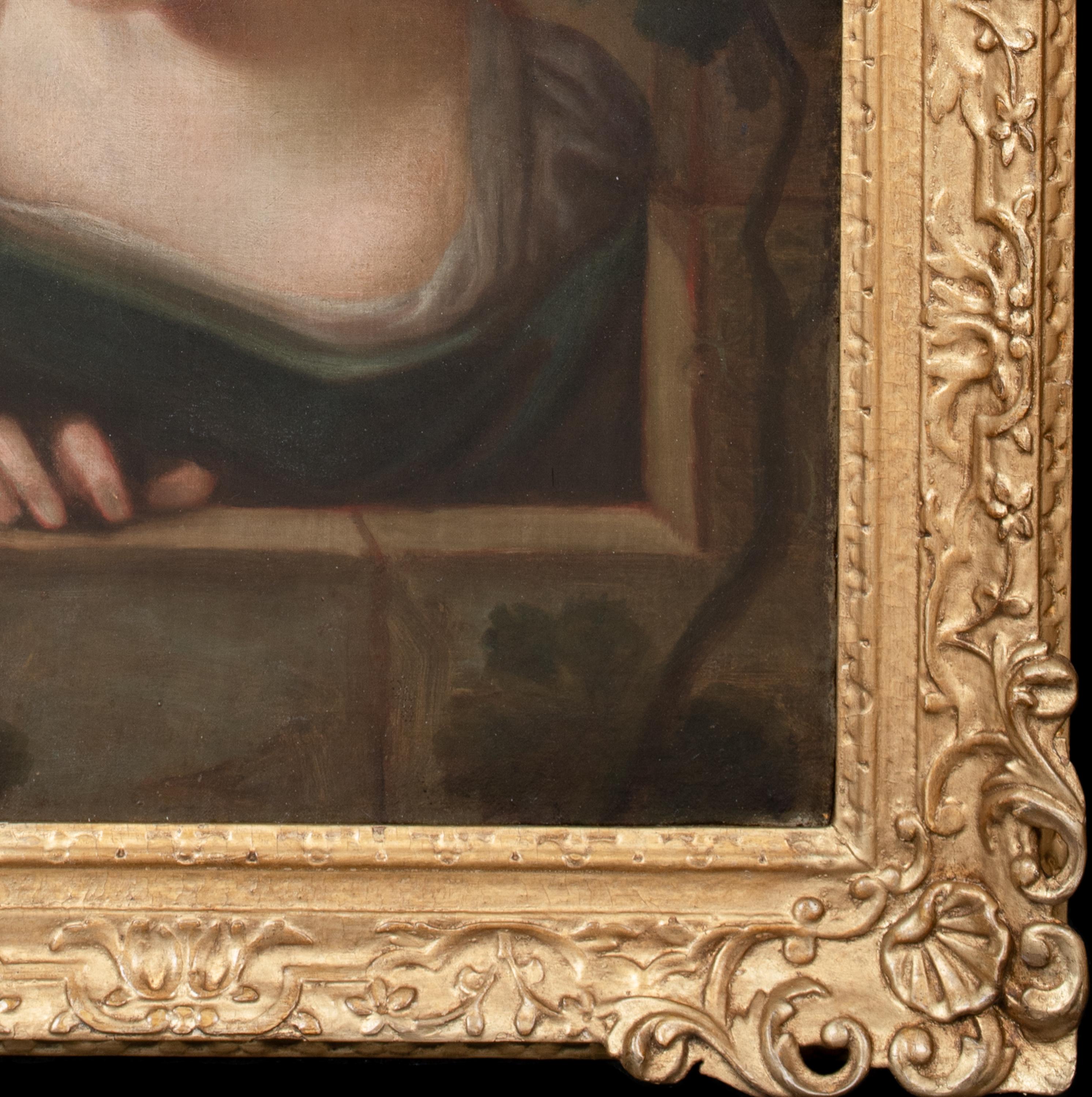 Portrait d'une fille française à sa fenêtre, 18e siècle 1