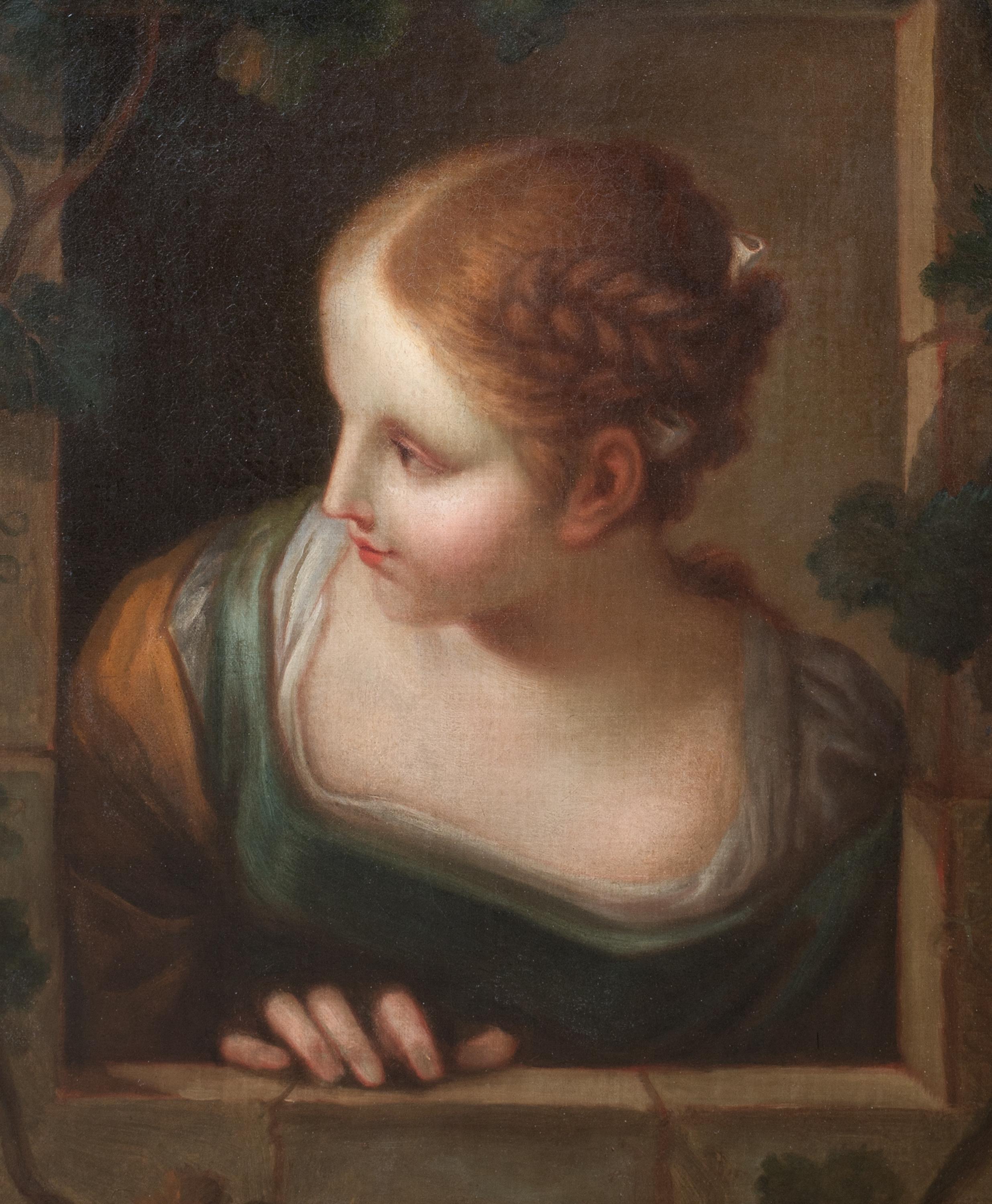 Portrait d'une fille française à sa fenêtre, 18e siècle 3