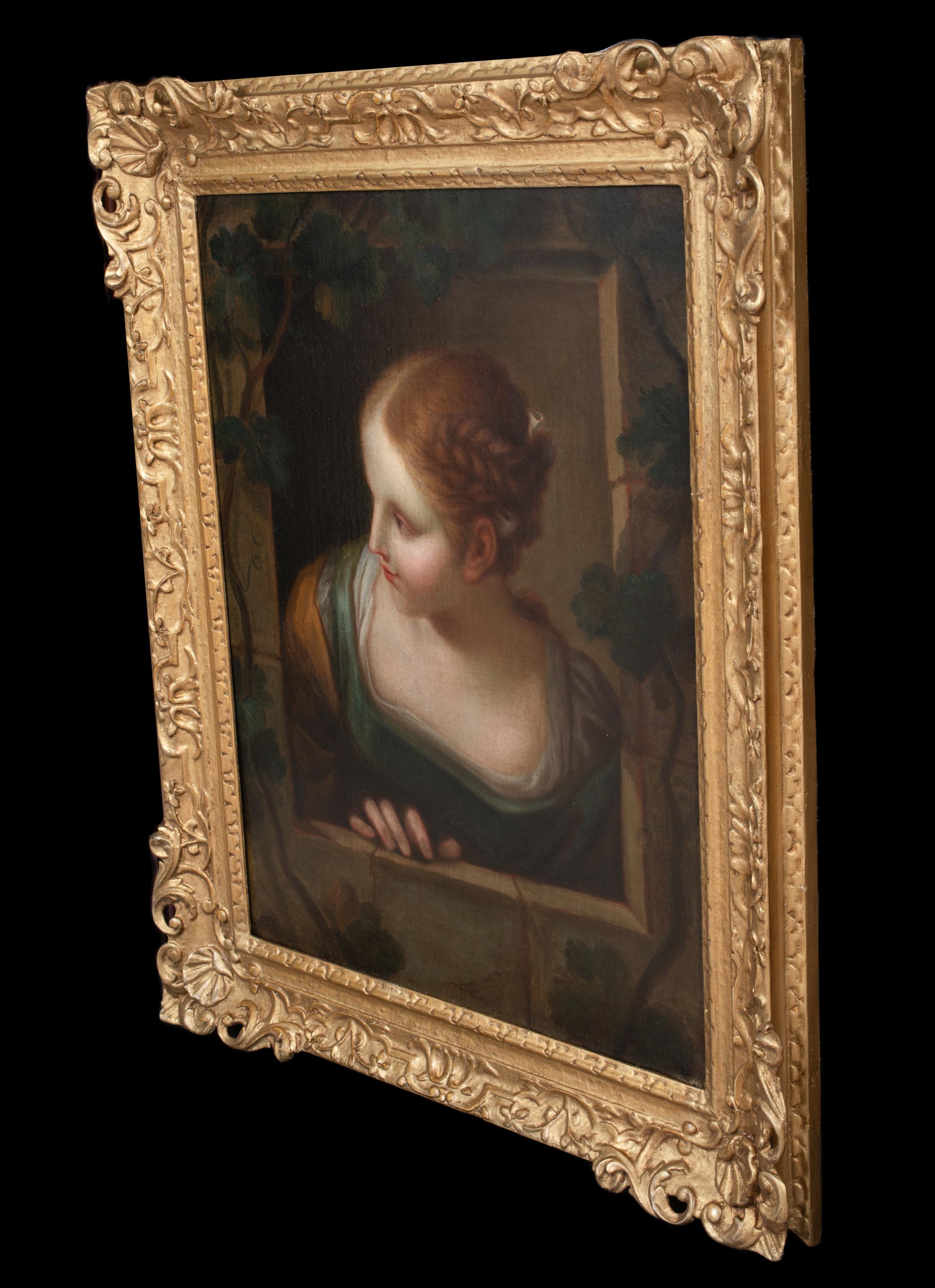 Portrait d'une fille française à sa fenêtre, 18e siècle 5