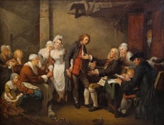 French Painting Copy after GREUZE Accordée de village Louvre museum 18th century