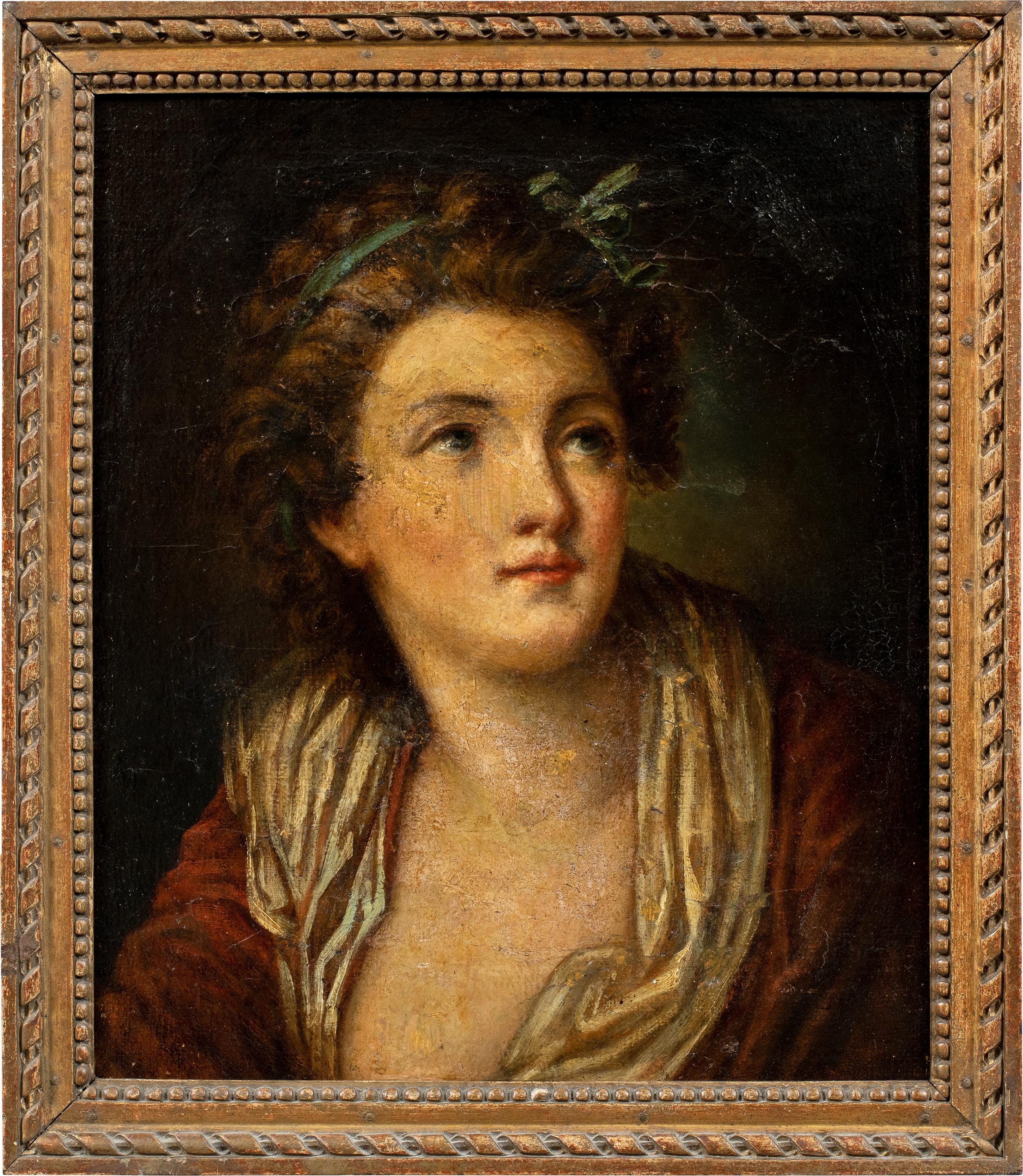 Jean-Baptiste Greuze (maestro francese) - Ritratto di una giovane donna del XVIII secolo