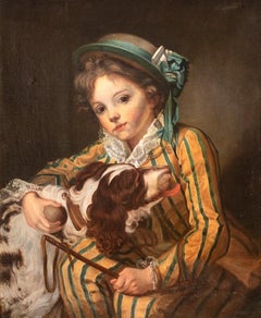 Portrait Of A Boy & French Spaniel, circa 1800 JEAN-BAPTISTE GREUZE (1725–1805)