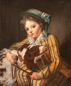 Portrait Of A Boy & French Spaniel, circa 1800 JEAN-BAPTISTE GREUZE (1725–1805)
