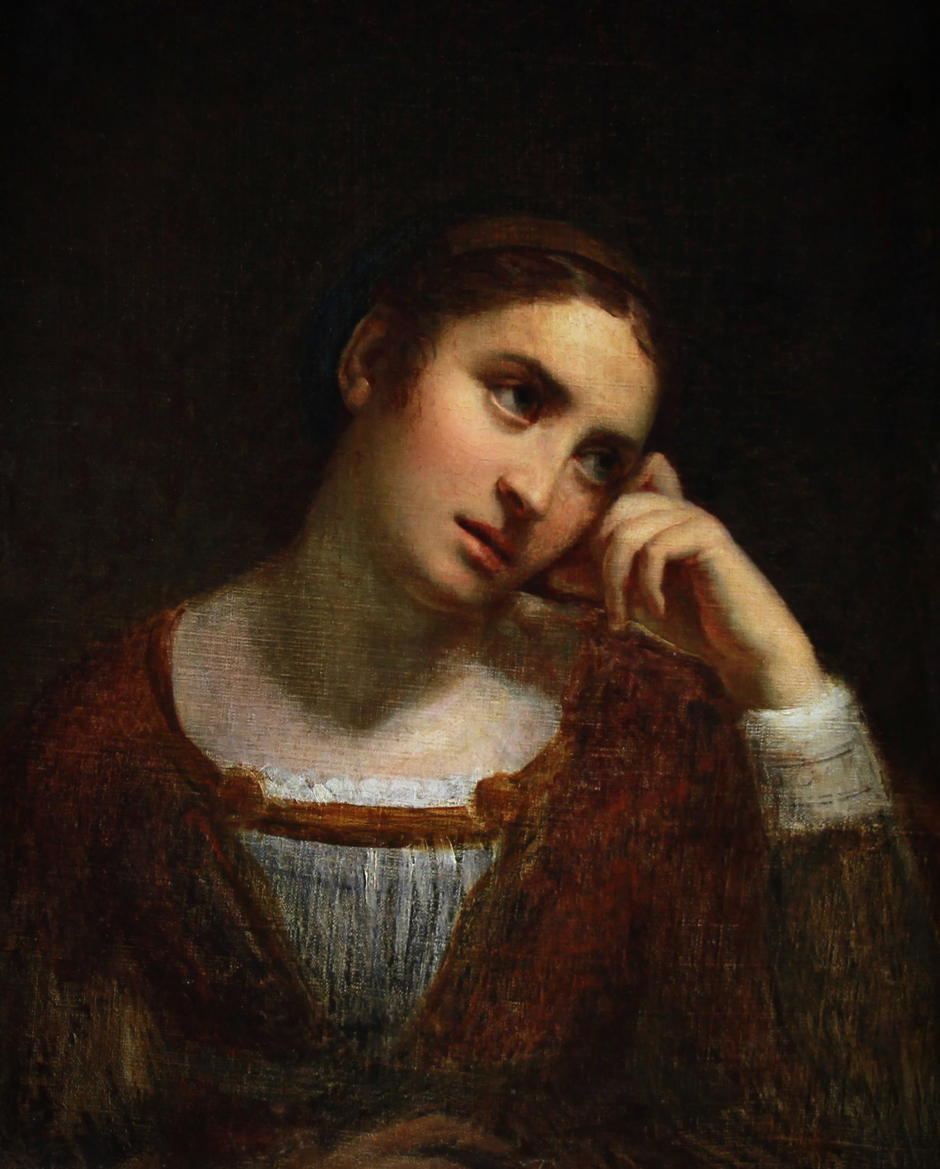 Porträt einer jungen Dame Ölgemälde cirkle von Jean-baptiste Greuze – Painting von Jean-Baptiste Greuze