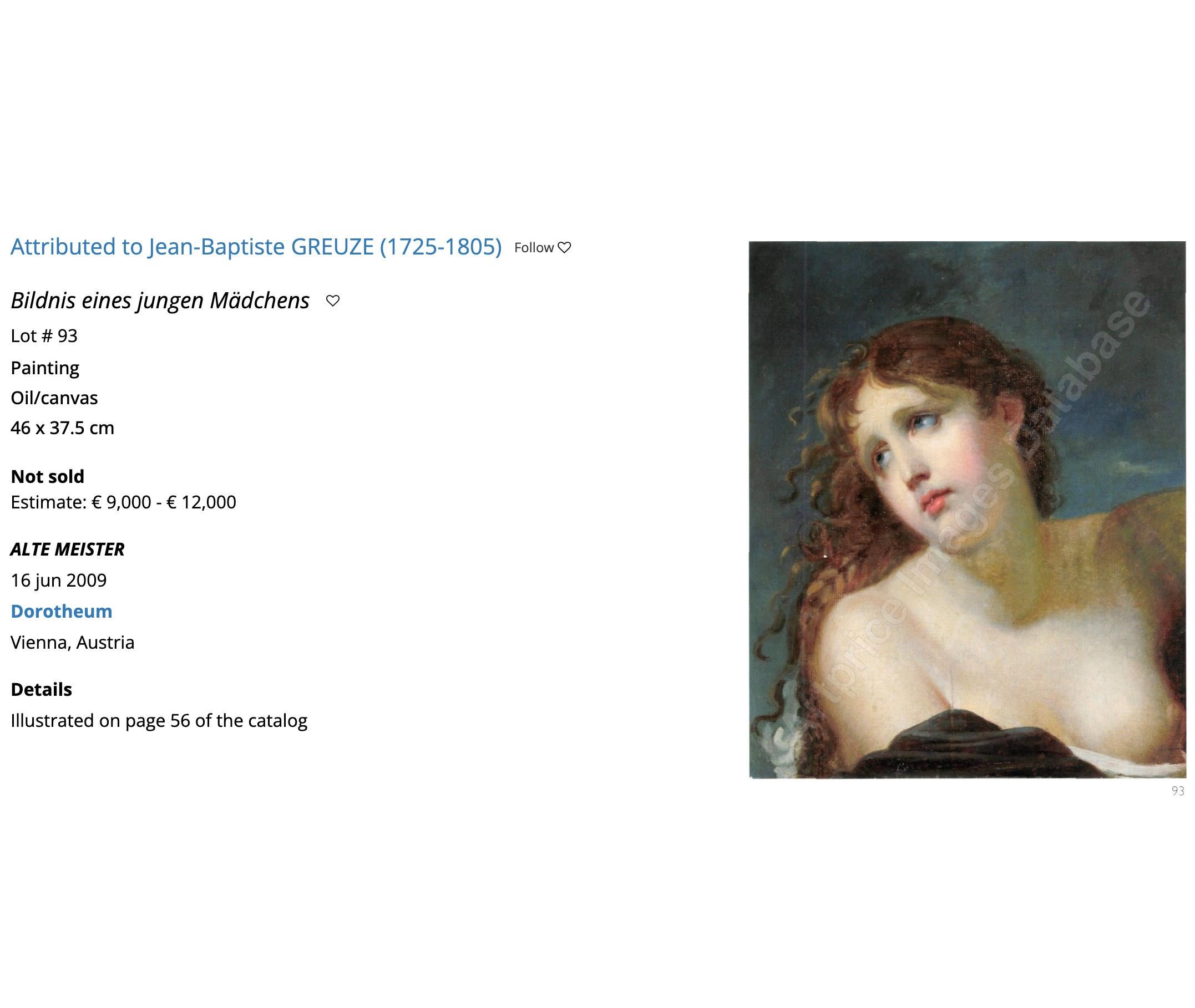 Porträt einer jungen Dame Ölgemälde cirkle von Jean-baptiste Greuze 1