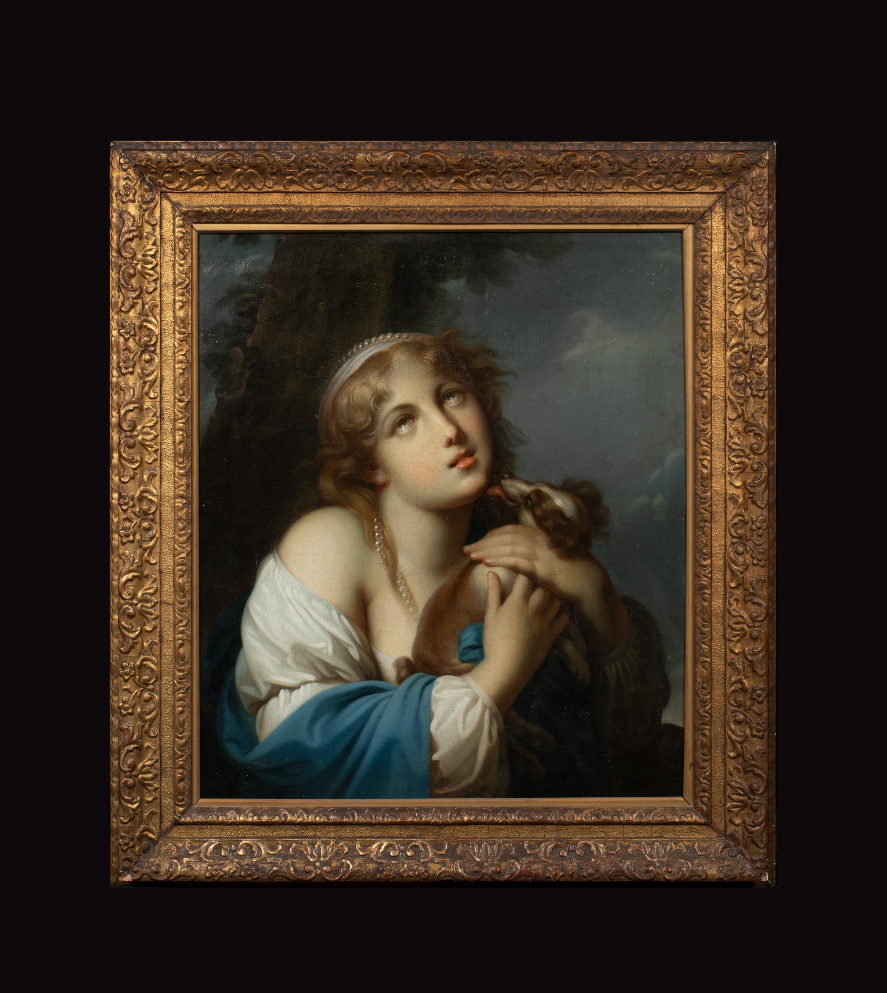 Portrait Of Girl Holding A Spaniel, 18th Century  1