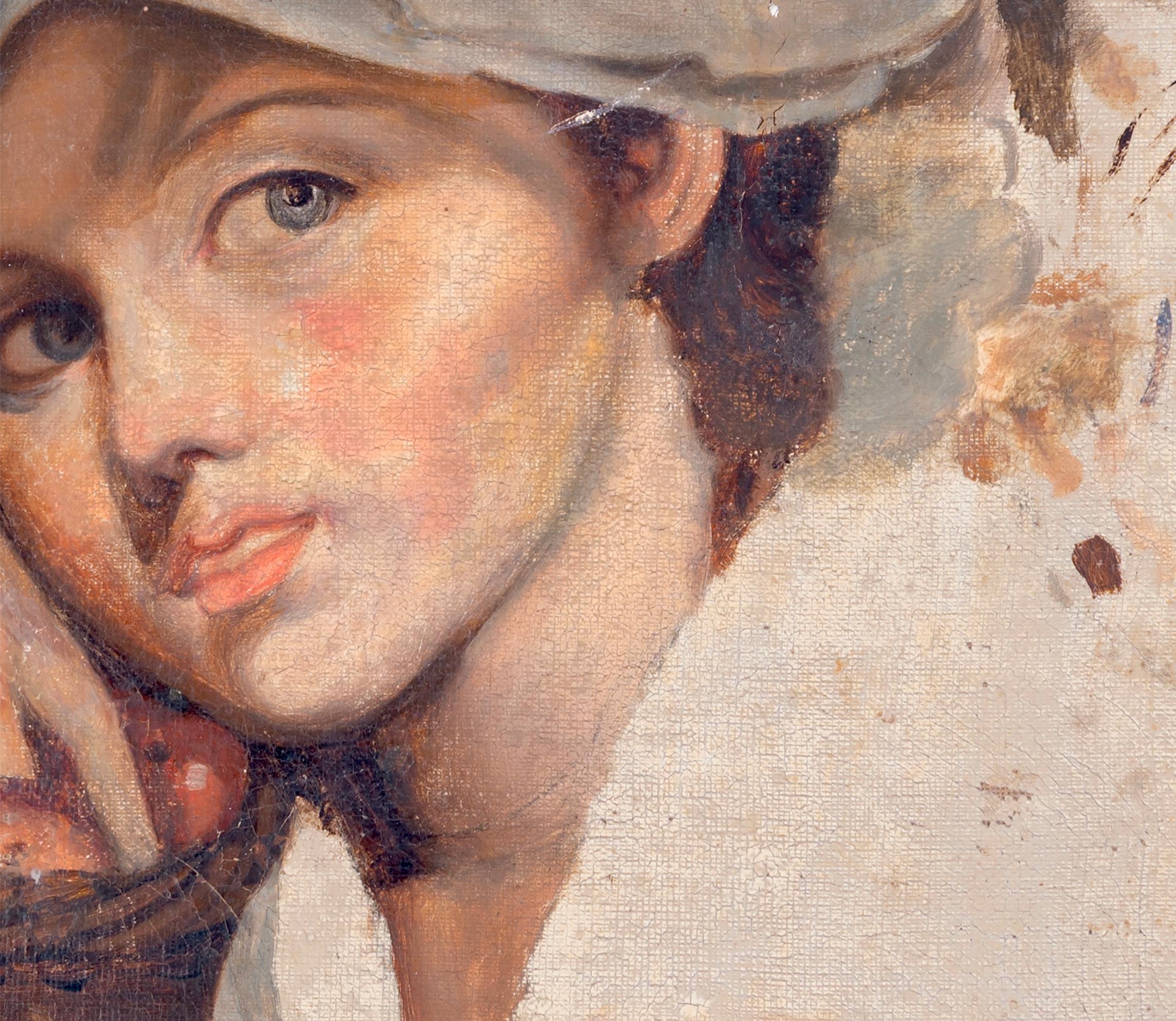 Jeune fille avec un panier de fruits - Painting de Jean-Baptiste Greuze