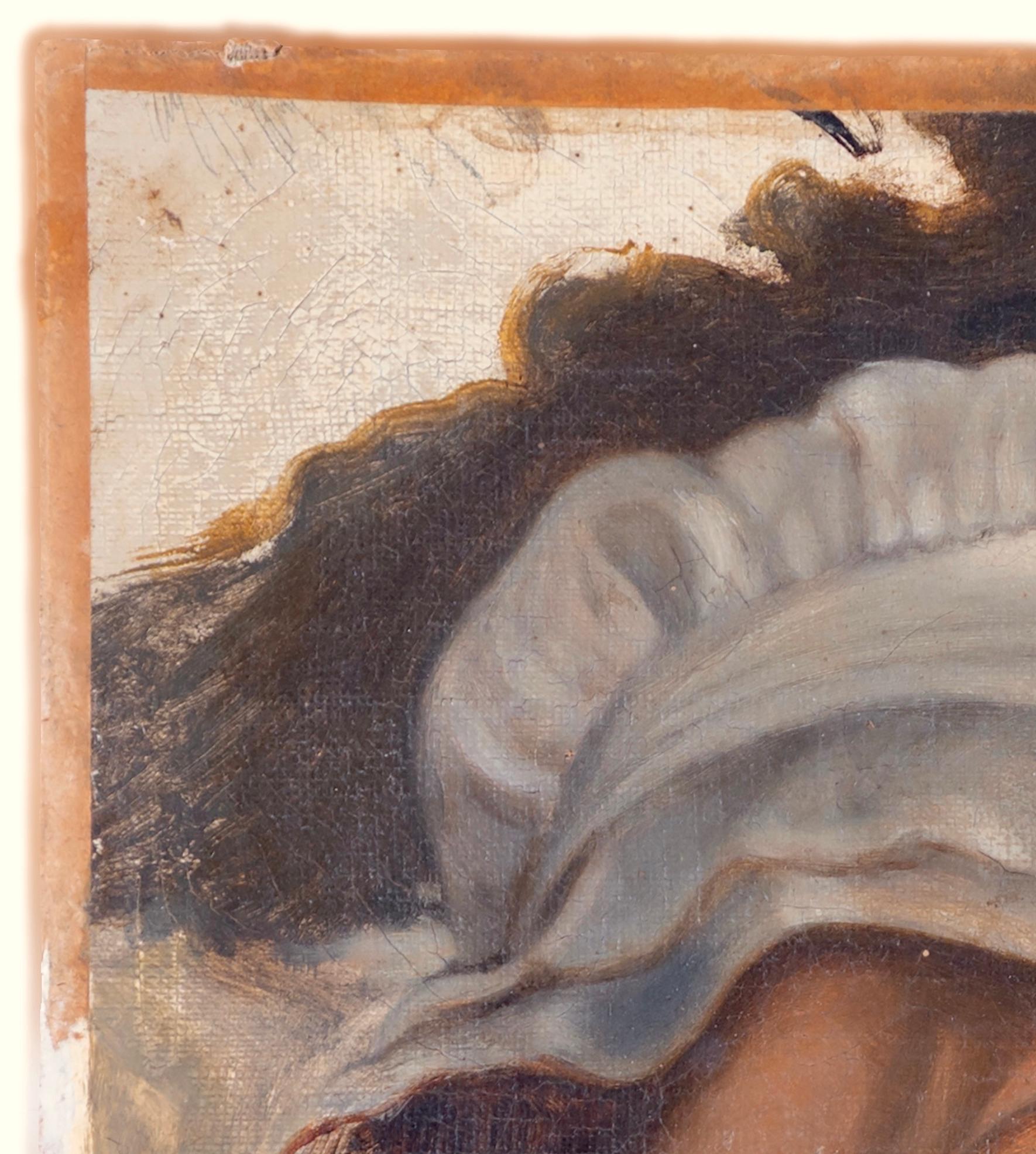 Jeune fille avec un panier de fruits - Maîtres anciens Painting par Jean-Baptiste Greuze
