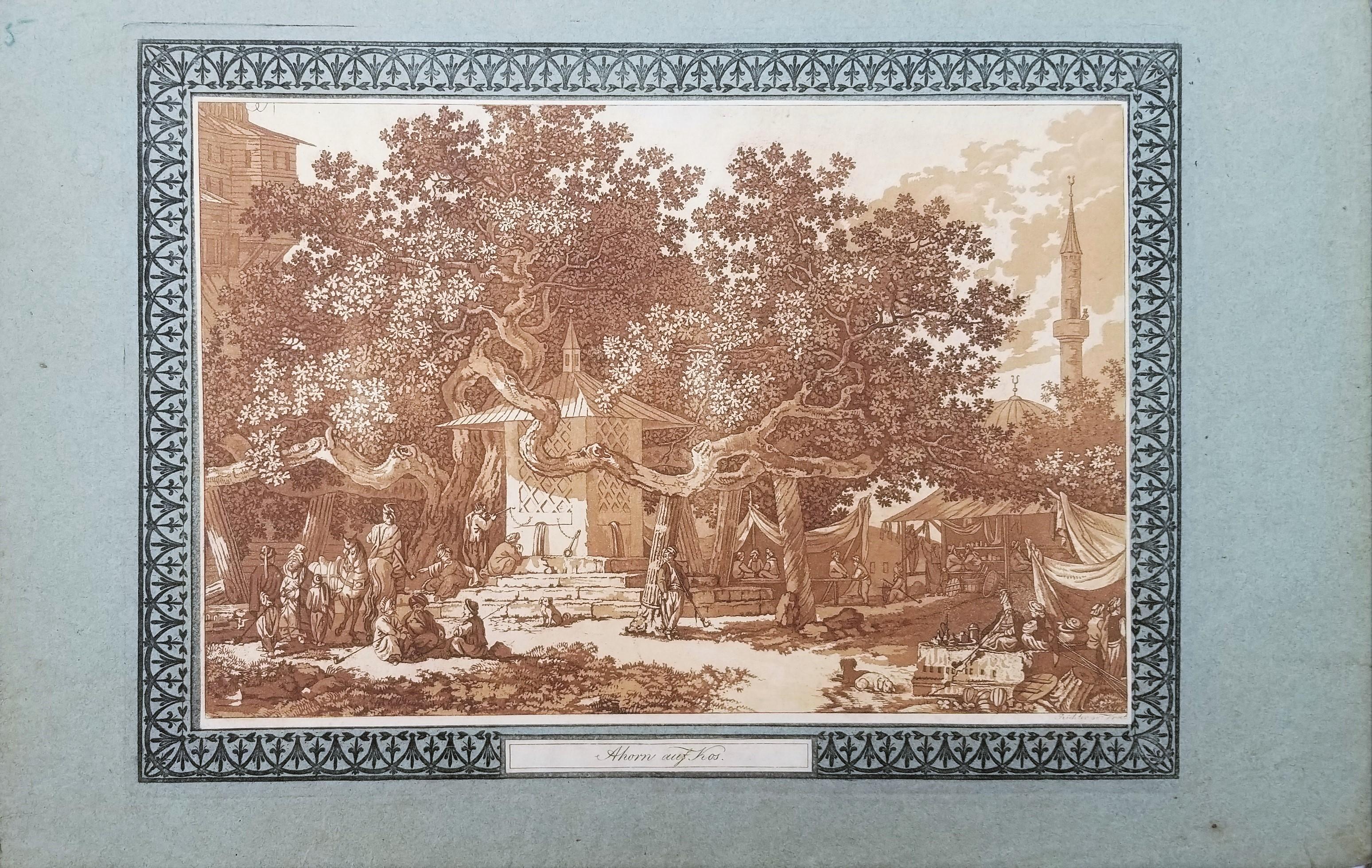 Ahorn auf Kos (Vue de la Place Publique de Cos) /// Plane Tree of Hippocrates - Print by Jean-Baptiste Hilaire