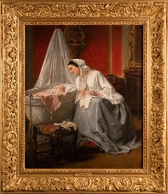 Watching Over Baby von Jean-Baptiste Jules Trayer