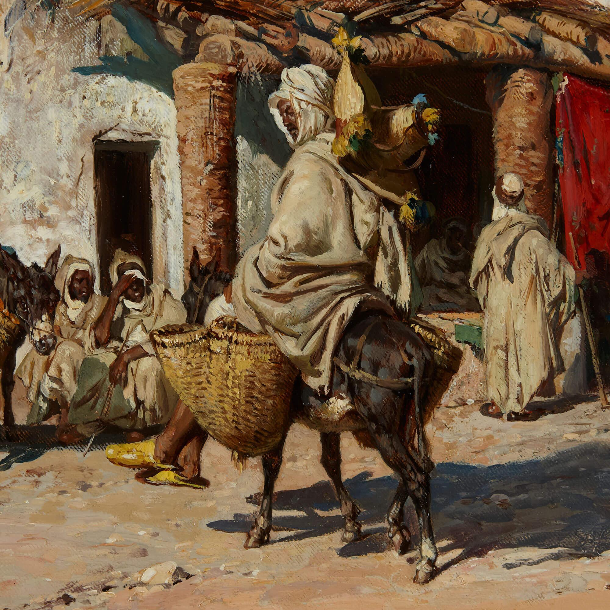 Gran óleo orientalista antiguo de Jean Baptiste Louis Guy en venta 2