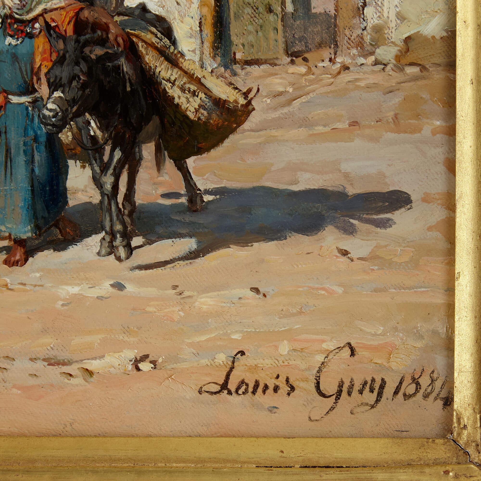 Gran óleo orientalista antiguo de Jean Baptiste Louis Guy en venta 4