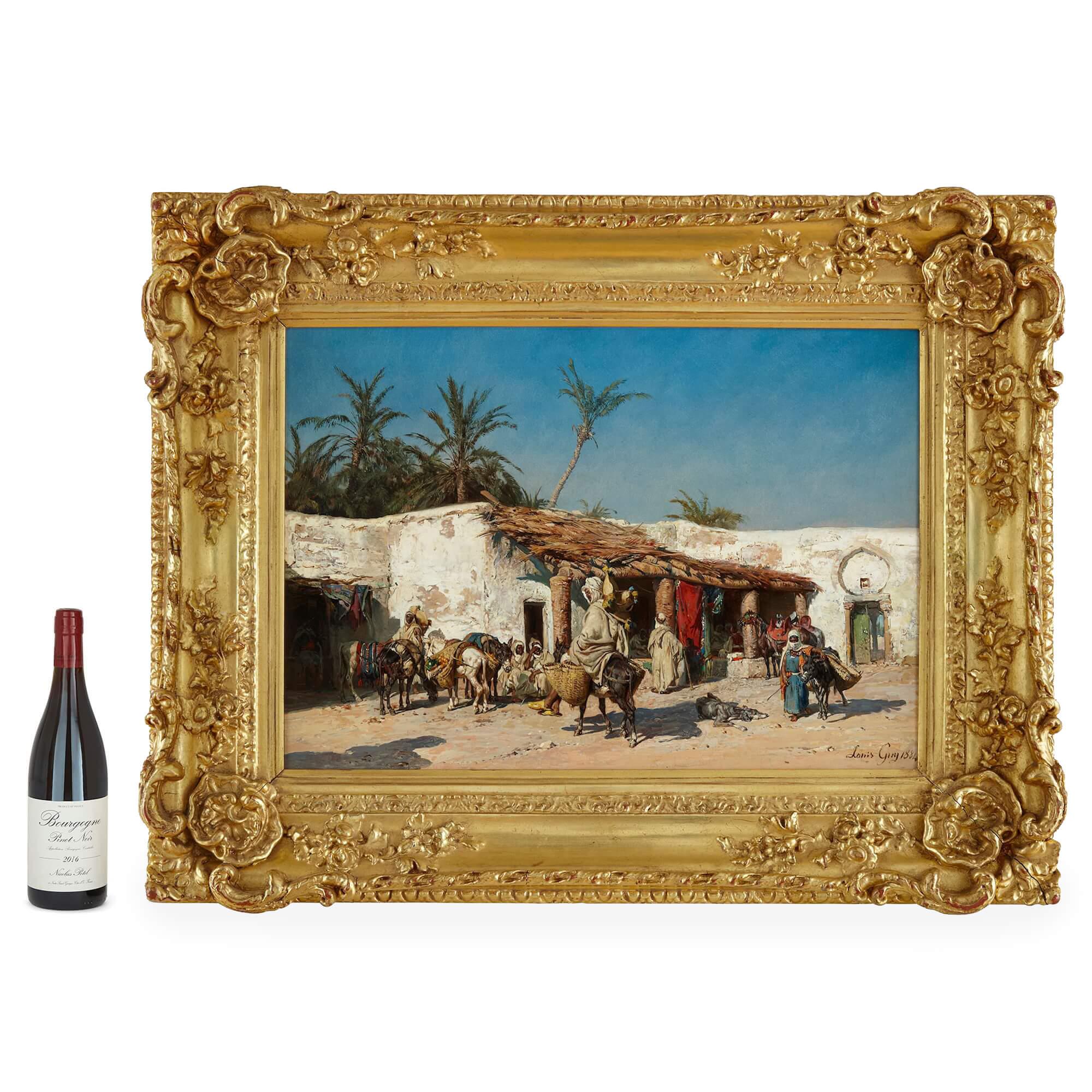 Gran óleo orientalista antiguo de Jean Baptiste Louis Guy en venta 5